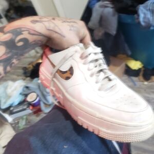 White and Pink Sneakers with Animal Print Detail Im Doing The White Ones For 90